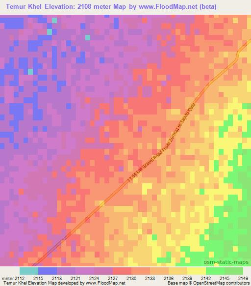 Temur Khel,Afghanistan Elevation Map