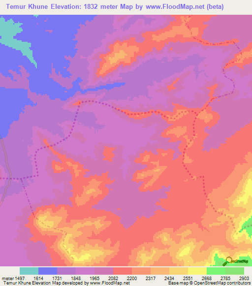 Temur Khune,Afghanistan Elevation Map