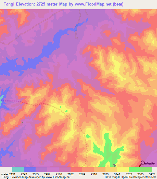 Elevation of Tangi,Afghanistan Elevation Map, Topography, Contour