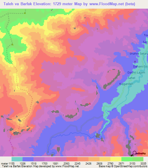 Taleh va Barfak,Afghanistan Elevation Map