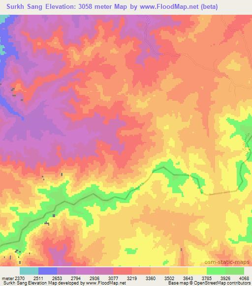 Surkh Sang,Afghanistan Elevation Map