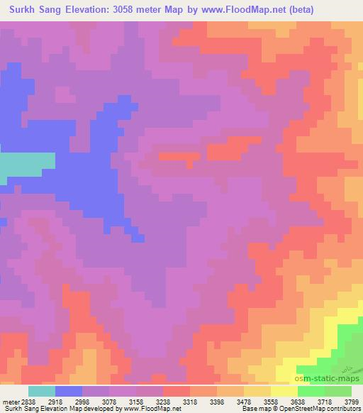 Surkh Sang,Afghanistan Elevation Map