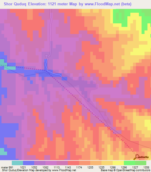 Shor Quduq,Afghanistan Elevation Map