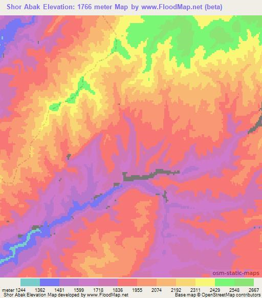 Shor Abak,Afghanistan Elevation Map