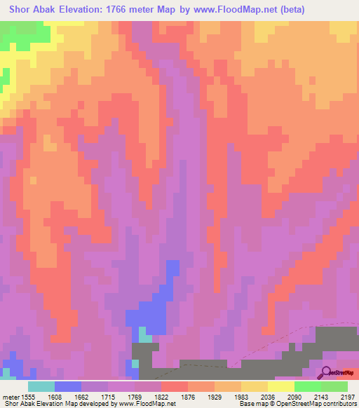 Shor Abak,Afghanistan Elevation Map