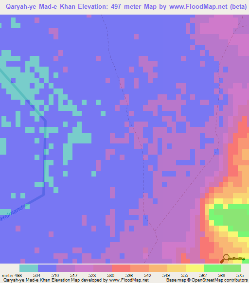 Qaryah-ye Mad-e Khan,Afghanistan Elevation Map