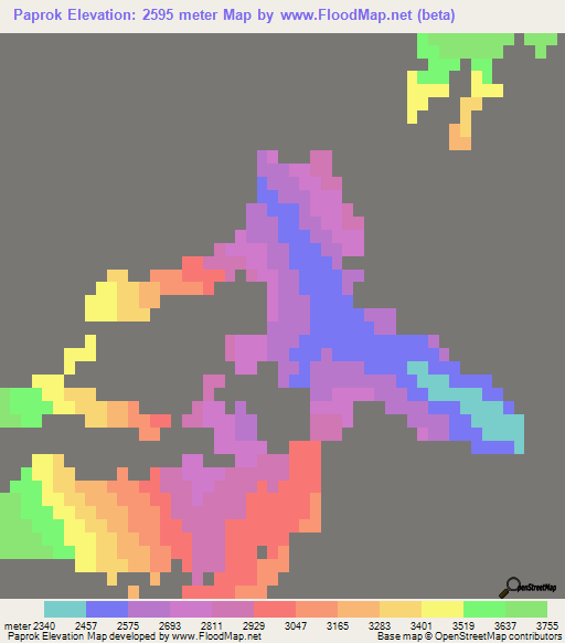 Paprok,Afghanistan Elevation Map