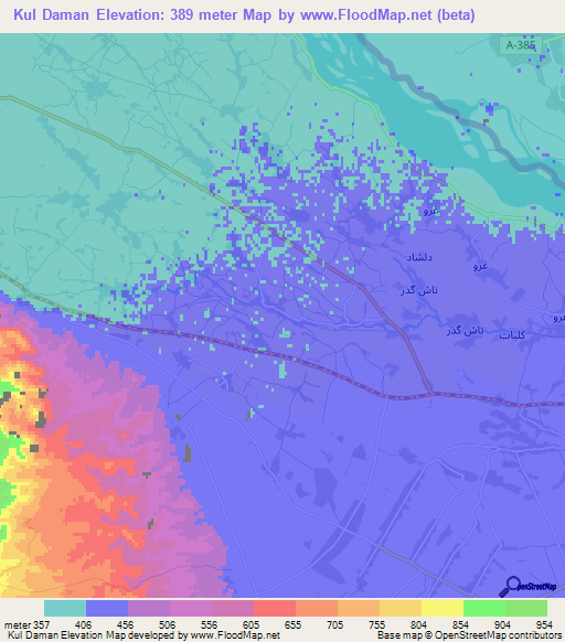 Kul Daman,Afghanistan Elevation Map