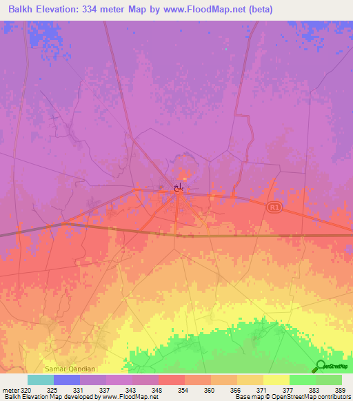 Balkh,Afghanistan Elevation Map