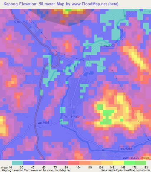 Kapong,Thailand Elevation Map