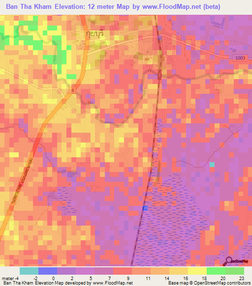 Ban Tha Kham,Thailand Elevation Map