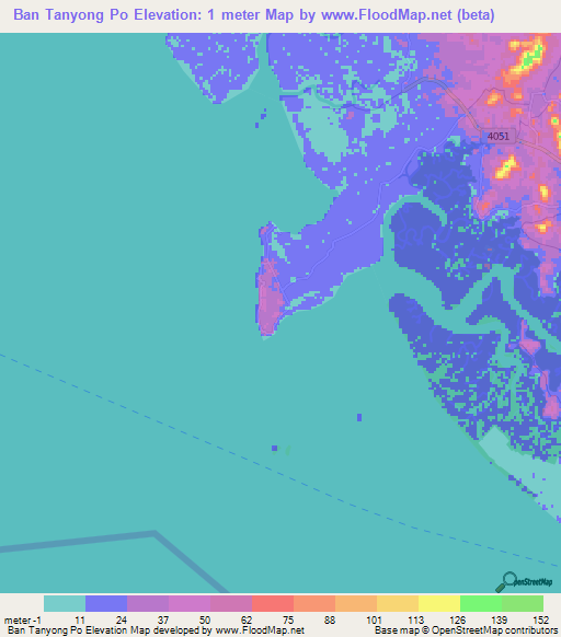 Ban Tanyong Po,Thailand Elevation Map