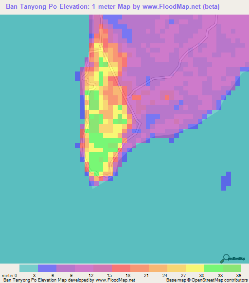 Ban Tanyong Po,Thailand Elevation Map