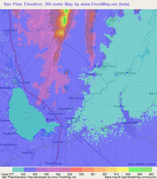 Ban Phae,Thailand Elevation Map