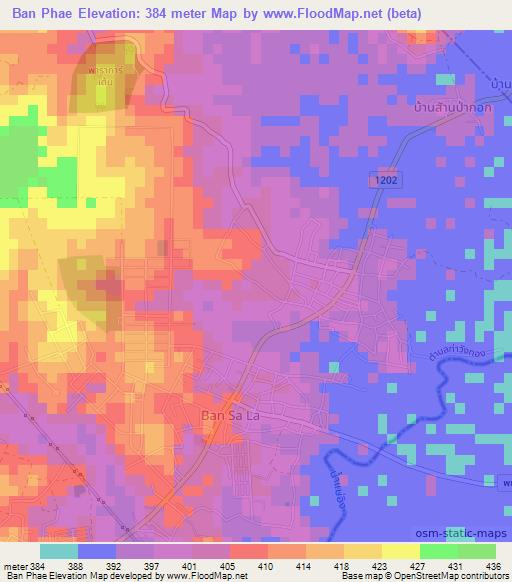 Ban Phae,Thailand Elevation Map