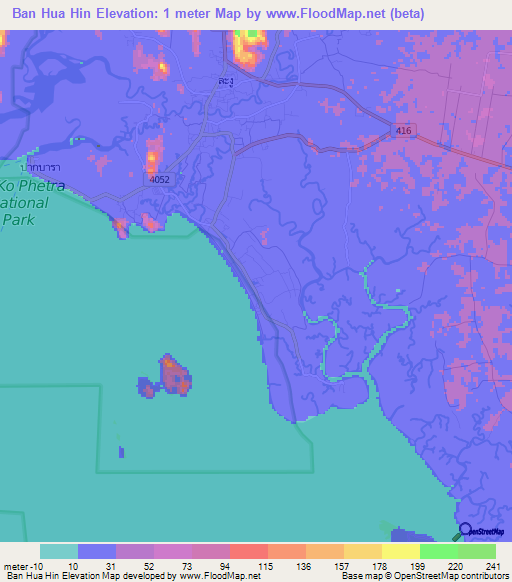 Elevation of Ban Hua Hin,Thailand Elevation Map, Topography, Contour