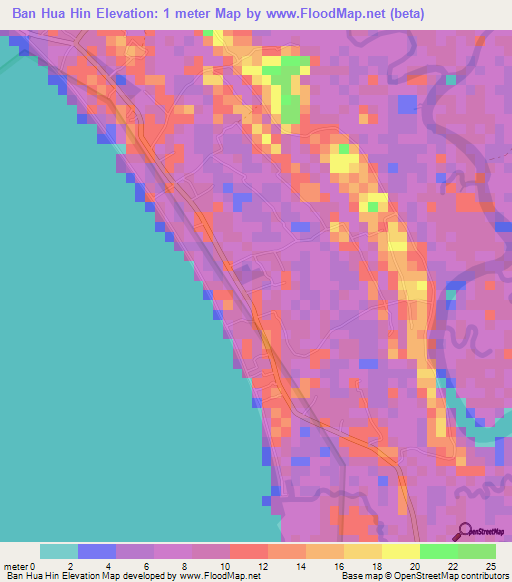 Ban Hua Hin,Thailand Elevation Map