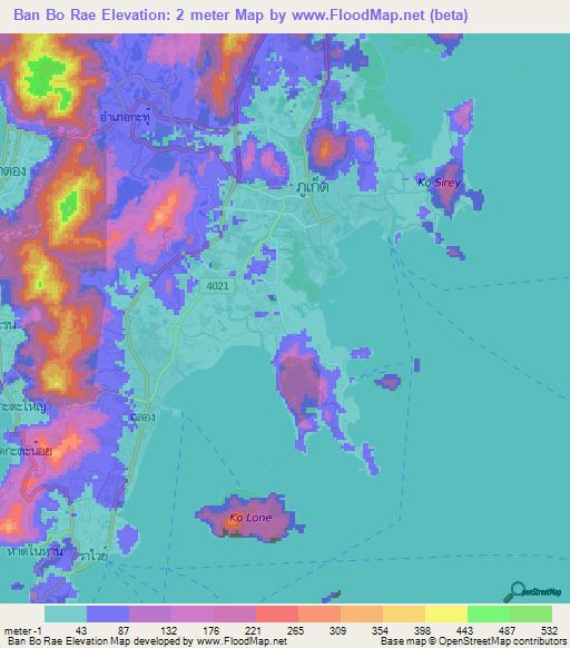 Ban Bo Rae,Thailand Elevation Map