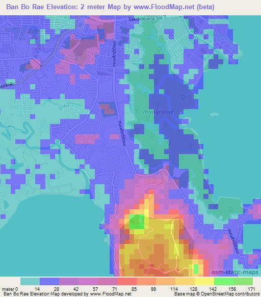 Ban Bo Rae,Thailand Elevation Map