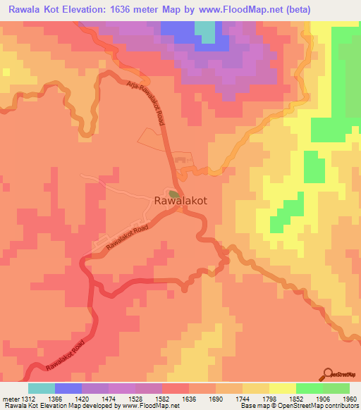 Rawala Kot,Pakistan Elevation Map