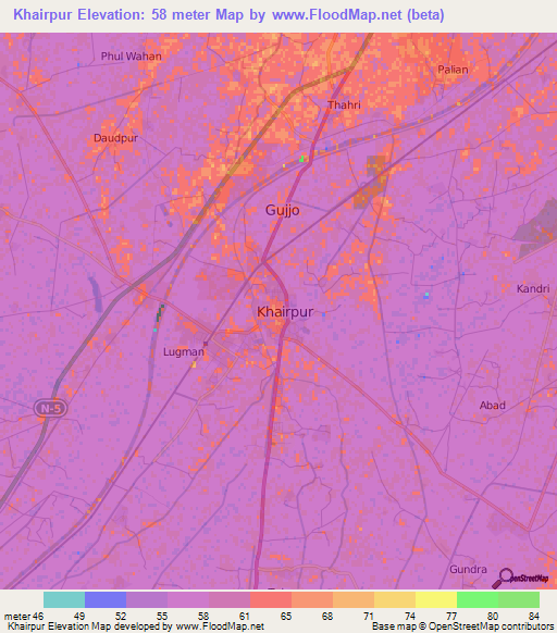 Khairpur,Pakistan Elevation Map