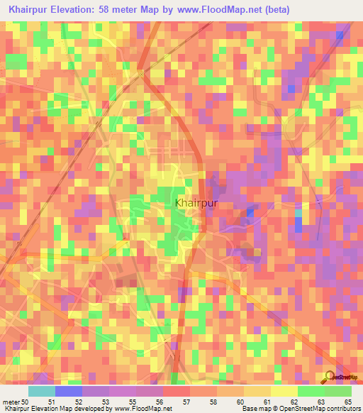 Khairpur,Pakistan Elevation Map