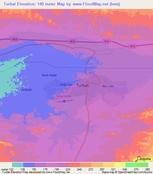 Turbat,Pakistan Elevation Map