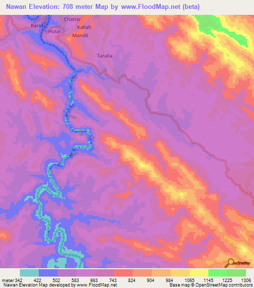 Nawan,Pakistan Elevation Map