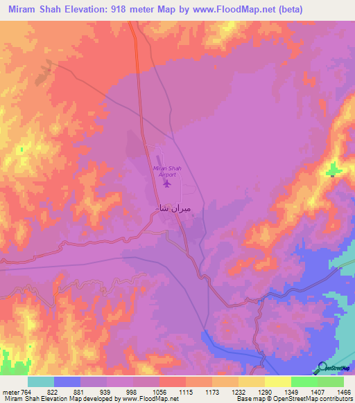 Miram Shah,Pakistan Elevation Map