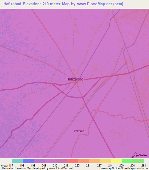 Hafizabad,Pakistan Elevation Map