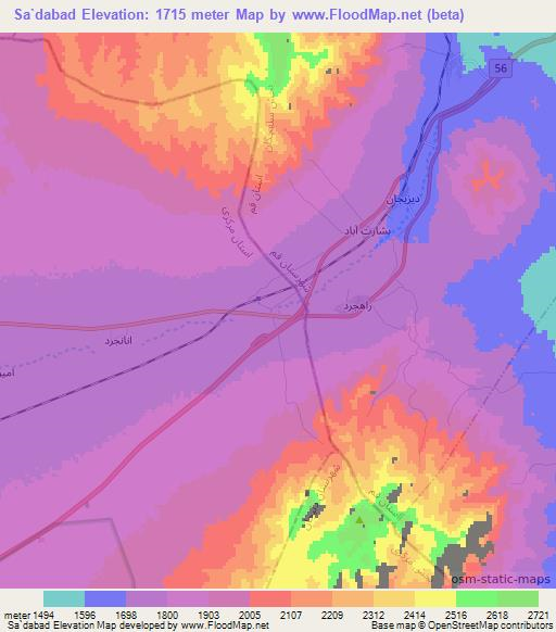 Sa`dabad,Iran Elevation Map