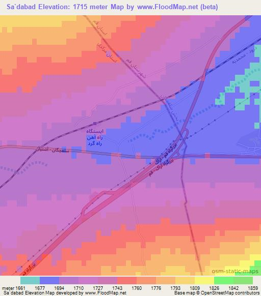 Sa`dabad,Iran Elevation Map