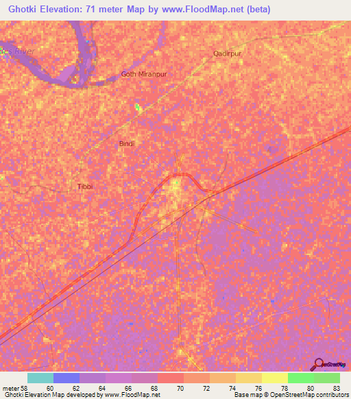 Ghotki,Pakistan Elevation Map