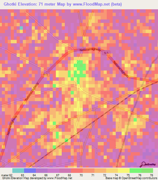 Ghotki,Pakistan Elevation Map