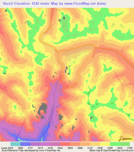 Burzil,Pakistan Elevation Map