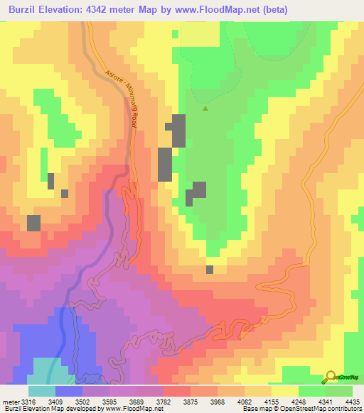 Burzil,Pakistan Elevation Map