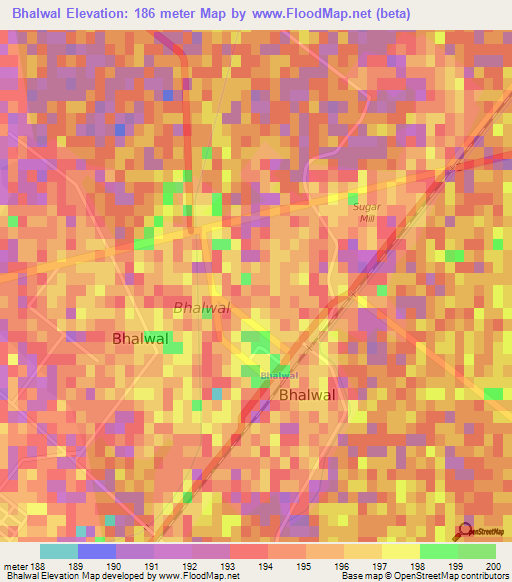 Bhalwal,Pakistan Elevation Map