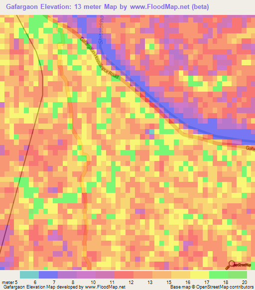 Gafargaon,Bangladesh Elevation Map