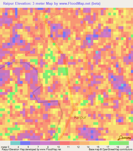 Raipur,Bangladesh Elevation Map