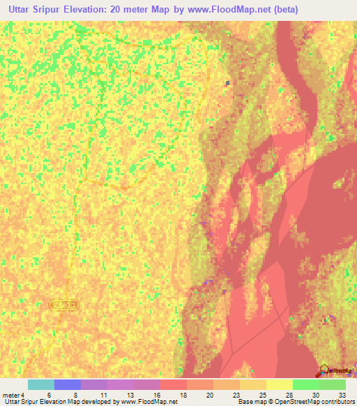 Uttar Sripur,Bangladesh Elevation Map