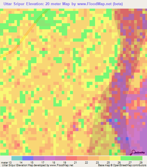 Uttar Sripur,Bangladesh Elevation Map