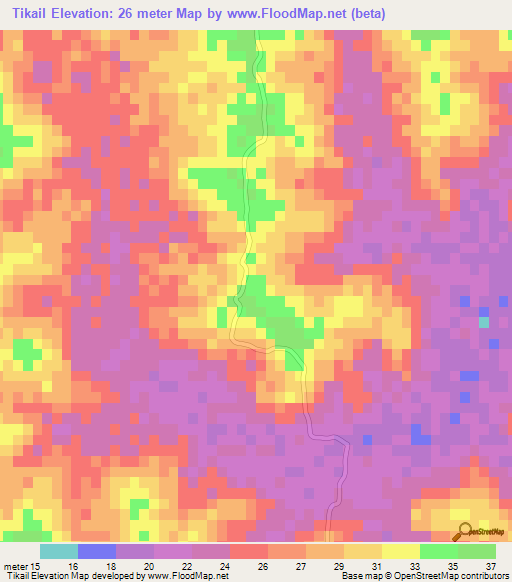 Tikail,Bangladesh Elevation Map