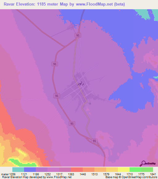 Ravar,Iran Elevation Map