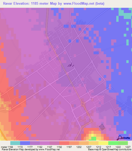 Ravar,Iran Elevation Map