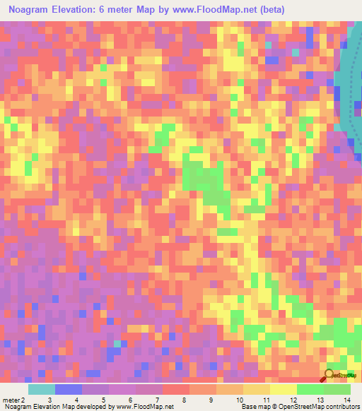 Noagram,Bangladesh Elevation Map