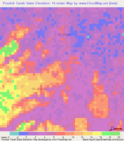 Pondok Tanah Datar,Indonesia Elevation Map