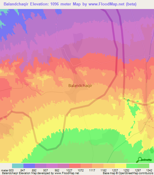 Balandchaqir,Uzbekistan Elevation Map