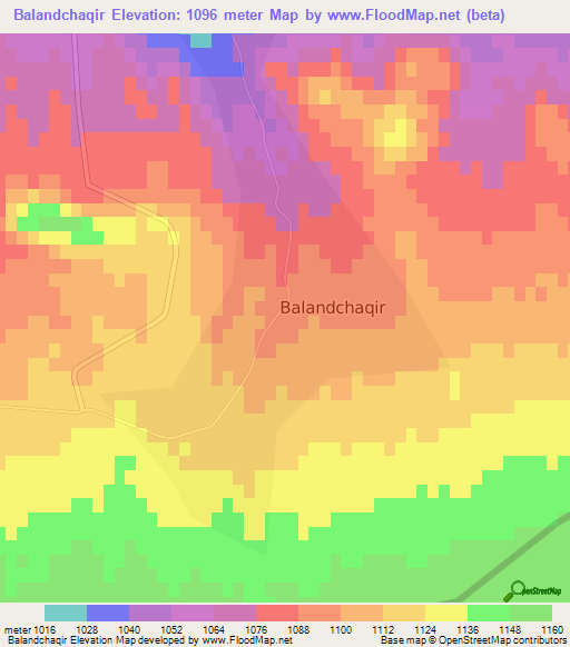 Balandchaqir,Uzbekistan Elevation Map