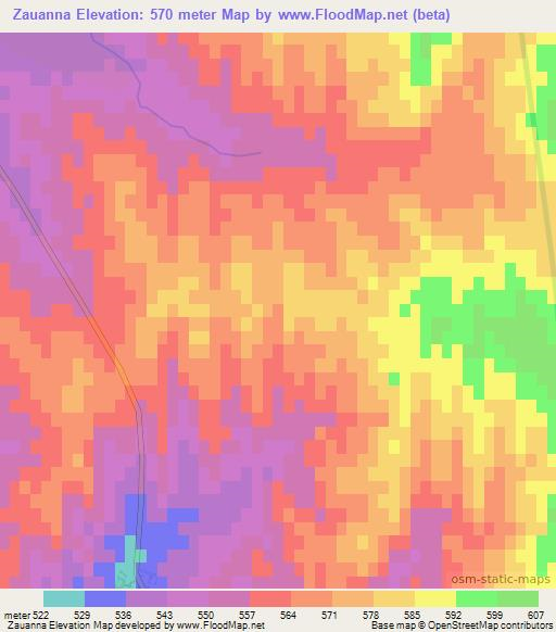 Zauanna,Uzbekistan Elevation Map