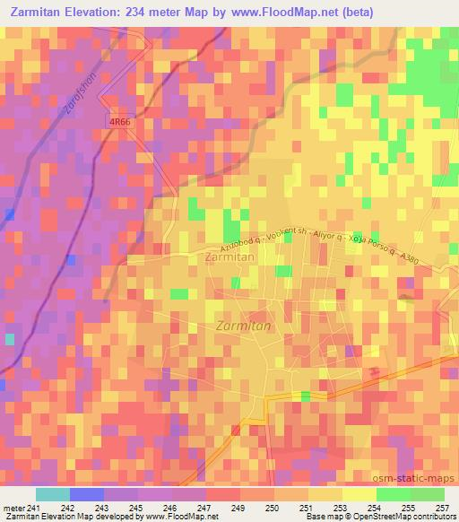 Zarmitan,Uzbekistan Elevation Map